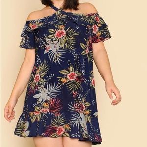 SHEIN tropical halter dress